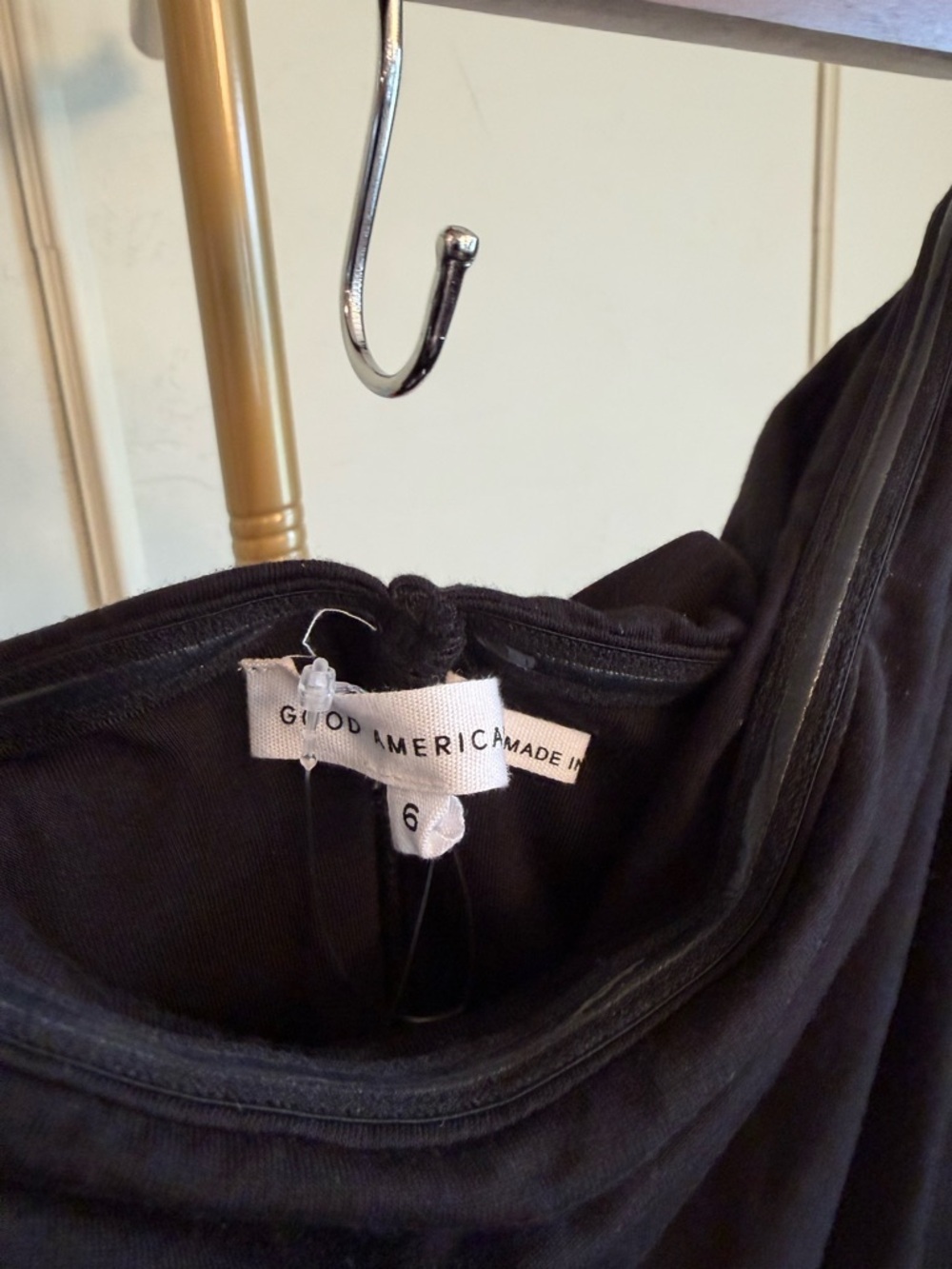 Good American Maxi Dress Strapless Ruched Maxi/ Midi Black MSRP $138 - Picture 5 of 5